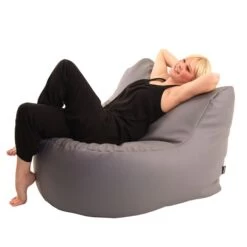 Faux Leather Seat Bean Bag - Replacement Cover -Bean Bag Chairs Store seat beanbags leatherette grey 1