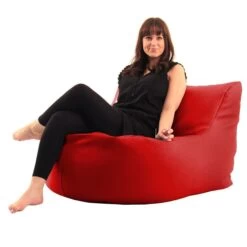 Faux Leather Seat Bean Bag - Replacement Cover -Bean Bag Chairs Store seat beanbags leatherette red 1