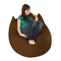 Real Leather Seat Bean Bag - Replacement Cover -Bean Bag Chairs Store seat beanbags real leather light brown 1