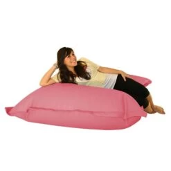 Faux Leather Oxford Cushion Bean Bag - Replacement Cover -Bean Bag Chairs Store slab mkii bean bags leatherette pink 1