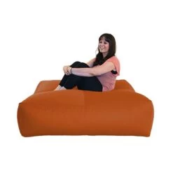 Cotton Square Bean Bag - Replacement Cover -Bean Bag Chairs Store square bean bag fabric terracotta 1